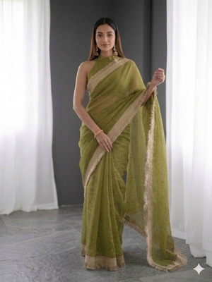 Jimichoo jacquard embellished sequinned wedding wear saree 2