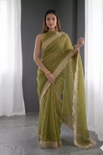 Jimichoo jacquard embellished sequinned wedding wear saree
