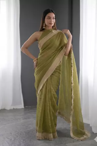 Jimichoo jacquard embellished sequinned wedding wear saree