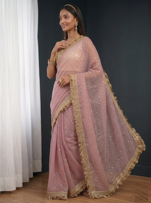 Jimichoo jacquard embellished sequinned wedding wear saree 3