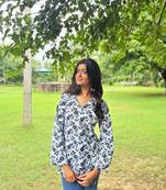 The Indigo Jaal Flared-Sleeve Kurti
