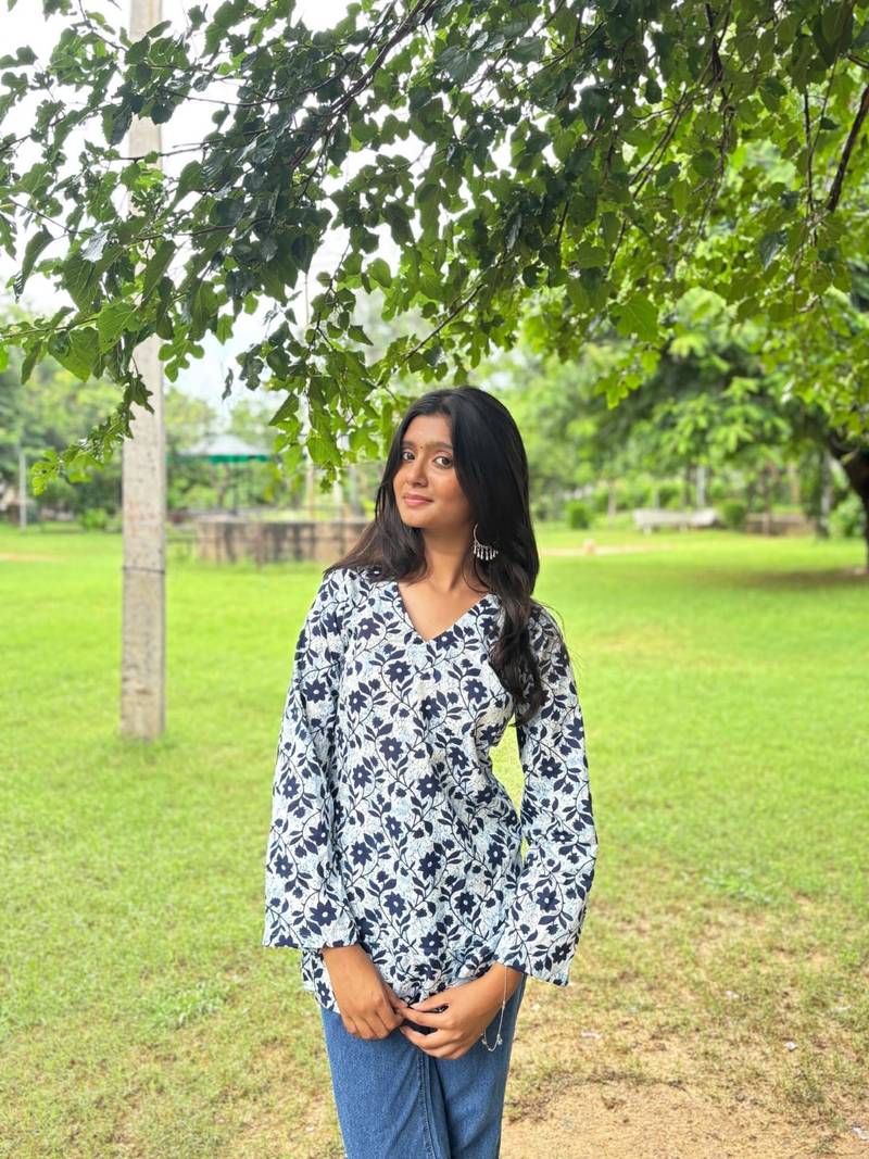 The Indigo Jaal Flared-Sleeve Kurti