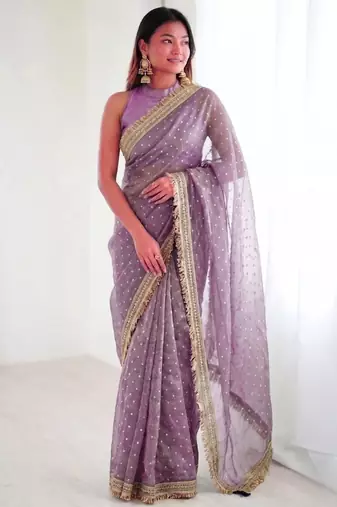 Jimichoo jacquard embellished sequinned wedding wear saree