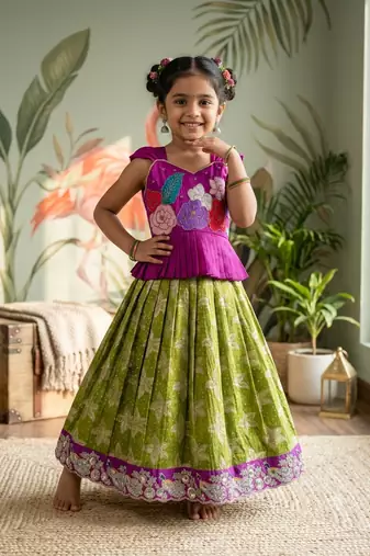 Festivewear perrot viscose tissue embroidered lace gown with maggam work koti