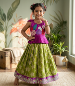 Festivewear perrot viscose tissue embroidered lace gown with maggam work koti