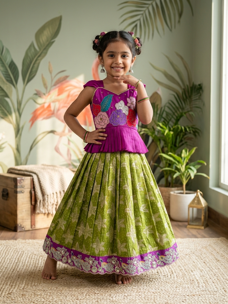 Festivewear perrot viscose tissue embroidered lace gown with maggam work koti