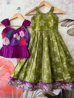Festivewear perrot viscose tissue embroidered lace gown with maggam work koti 2