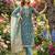 Teal blue organza banarasi handwork suit set with dupatta