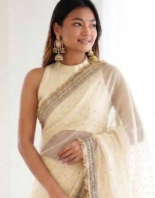 Jimichoo jacquard embellished sequinned wedding wear saree 1