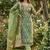 Green organza banarasi handwork suit set with dupatta