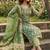 Green organza banarasi handwork suit set with dupatta