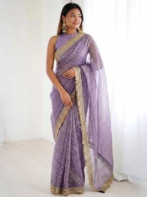 Jimichoo jacquard embellished sequinned wedding wear saree 2