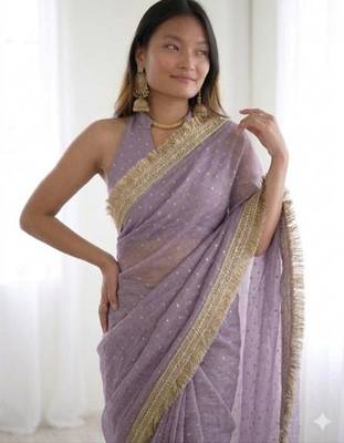 Jimichoo jacquard embellished sequinned wedding wear saree 5