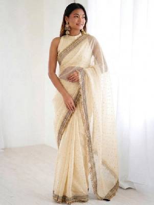Jimichoo jacquard embellished sequinned wedding wear saree 5