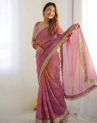 Jimichoo jacquard embellished sequinned wedding wear saree 2