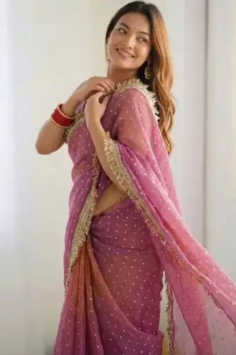 Jimichoo jacquard embellished sequinned wedding wear saree