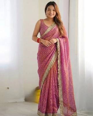 Jimichoo jacquard embellished sequinned wedding wear saree 4