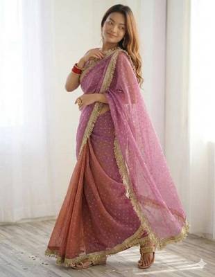 Jimichoo jacquard embellished sequinned wedding wear saree 5