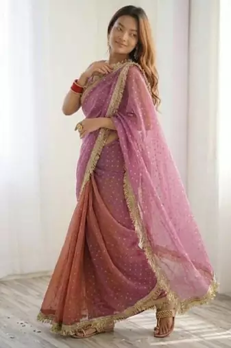 Jimichoo jacquard embellished sequinned wedding wear saree