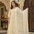 Ivory & Gold Hand-Embroidered Festive cotton Anarkali with Zari Border