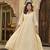 Ivory & Gold Hand-Embroidered Festive cotton Anarkali with Zari Border