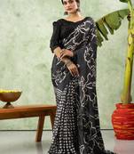 Black chiffon checked printed saree