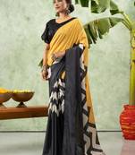 Black chiffon checked printed saree