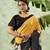 Black chiffon checked printed saree