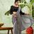 Black chiffon checked printed saree
