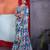 Blue cotton crepe geometrical printed saree