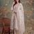 white cotton embroidered have a linin kurta pant dupatta set