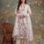 white cotton thared work sequins work have a linin kurta pant dupatta set