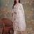 white cotton thared work sequins work have a linin kurta pant dupatta set