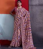 Multi-colour cotton crepe geometrical printed saree