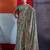 Teal green cotton crepe geometrical printed saree