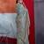 Teal green cotton crepe geometrical printed saree