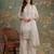 cream cotton thared work  kurta pant dupatta set