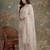 cream cotton thared work  kurta pant dupatta set