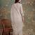 cream cotton thared work  kurta pant dupatta set