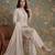 cream cotton thared work  kurta pant dupatta set