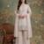 cream cotton thared work  kurta pant dupatta set