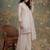 cream cotton thared work  kurta pant dupatta set