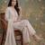 cream cotton thared work  kurta pant dupatta set