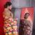 Mustard cotton crepe geometrical printed saree