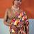 Mustard cotton crepe geometrical printed saree