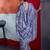 Blue cotton crepe geometrical printed saree