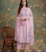 pink mull chanderi have a lining pleated kurta dupatta pant set