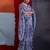 Blue cotton crepe geometrical printed saree