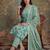 sea green cotton plus straight sequins work kurta pant dupatta set
