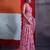 Pink cotton crepe geometrical printed saree